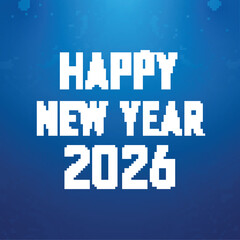 Happy new year 2026 greeting with a festive circular ornament against a blue background