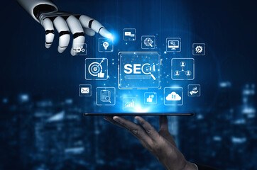 AI improves SEO visibility using intelligent optimization tools, keyword analytics, and smart...
