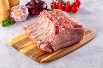 Raw pork loin with bone