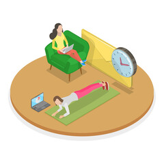 3D Isometric Flat  Illustration of Modern Office. Item 2