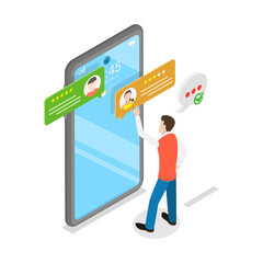 3D Isometric Flat  Illustration of Online Survey. Item 3