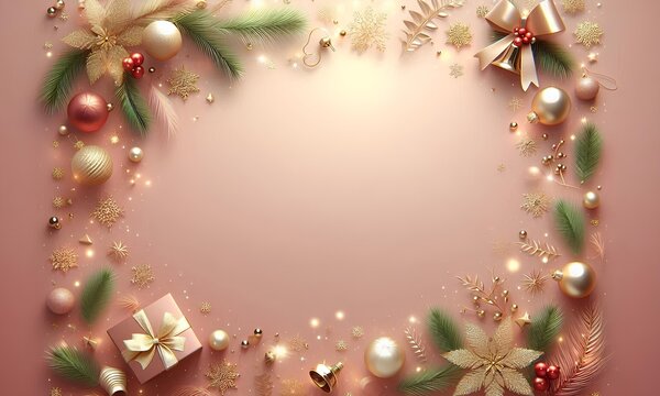 christmas background with fir branches and cones
