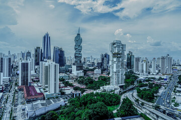 Panama, view on modern buildings and streets in Panama City