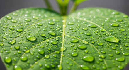 Fresh Pristine Leaf Covered In Droplets Showcasing Natural Beauty Minimalist Aesthetic