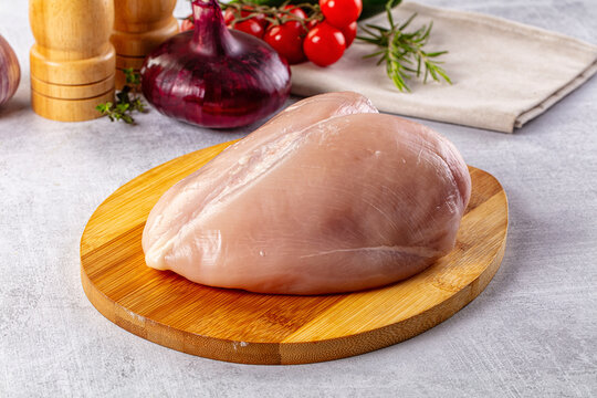 Raw chicken breast without skin