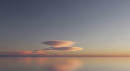 Obraz premium Serene Ocean Horizon with Soft Clouds at Dusk water