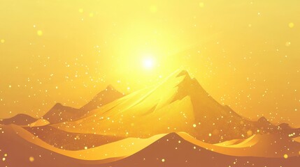 Golden Mountain Landscape with Bright Sunlight