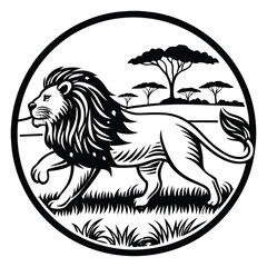 Fototapeta premium lion running vector illustration 