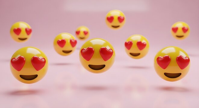 Flat Lay of Heart-Eyes Emoticons