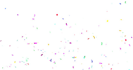 PNG Confeti Failling Colorful Confetti against a White Background. Muticolor Confetti Transparent Background. 3d Rendering Transparent Confeti. Confetti partical isolated on transparent background.
