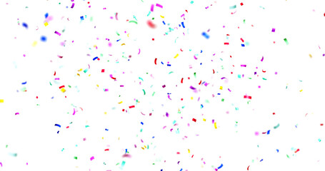 PNG Confeti Failling Colorful Confetti against a White Background. Muticolor Confetti Transparent Background. 3d Rendering Transparent Confeti. Confetti partical isolated on transparent background.