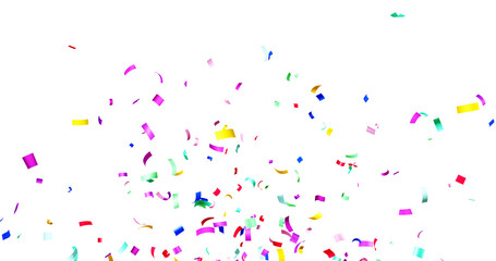 PNG Confeti Failling Colorful Confetti against a White Background. Muticolor Confetti Transparent Background. 3d Rendering Transparent Confeti. Confetti partical isolated on transparent background.