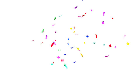 PNG Confeti Failling Colorful Confetti against a White Background. Muticolor Confetti Transparent Background. 3d Rendering Transparent Confeti. Confetti partical isolated on transparent background.