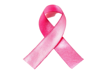 A vibrant pink ribbon, subtly textured, is centered against a black background.  The ribbon, in a classic awareness design, displays a soft, gradient effect