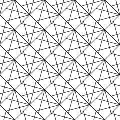 Interlocking polygons tessellation background. Image with repeated triangles, quadrangles, pentagons. Seamless pattern with polygons. Modern motif. Grill. Digital paper for print. Grid. Vector grille.