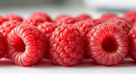 Fresh Raspberry Arrangement Displaying Natural Textures and Vibrant Hues in Detail