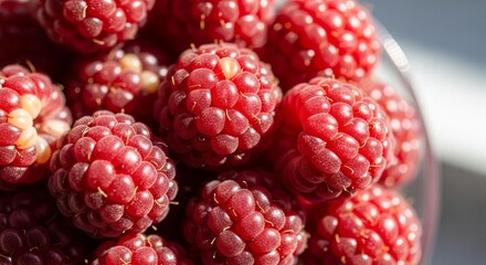 Fresh Raspberry Arrangement Showing Bright Red Berries Against A Neutral Background