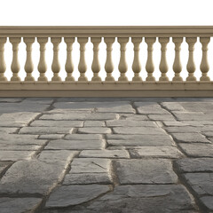 Classic Stone Italian Balustrade | Elegant Terrace and Balcony Railing with Ornamental Balusters (Transparent PNG Available)