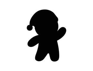 Silhouette of a gingerbread man wear a hat.