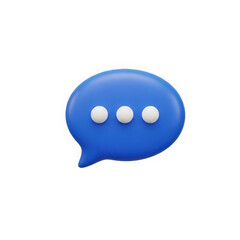 Fototapeta premium 3d blue speech bubble with dots isolated on transparent background