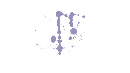 Paint splatter. Abstract lavender purple watercolor splash isolated on transparent background. Artistic ink stain texture PNG.