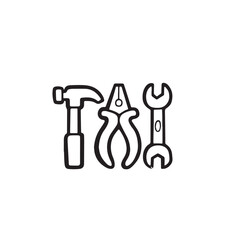 Pliers and Wrench Silhouette — Black Minimal Vector of Hand Tools for Repair, Construction, and Mechanical Design Concepts