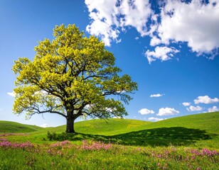 spring landscape, the oak branch of nature