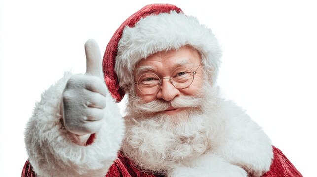 smiling santa claus giving thumbs up isolated png on white