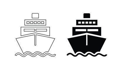 Cargo ship front boat logo icon royalty free silhouette vector graphic