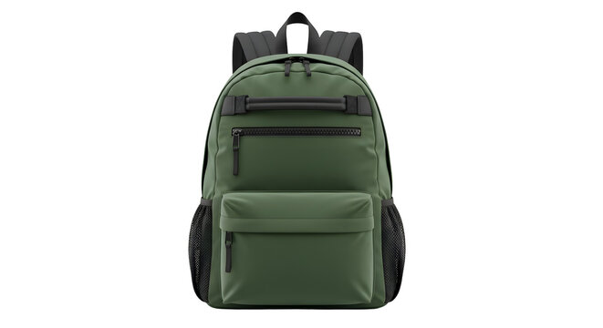 Green backpack isolated on white background