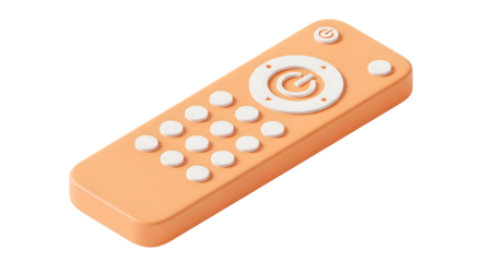 Orange remote control isolated on white background