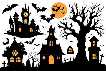 halloween background with haunted house