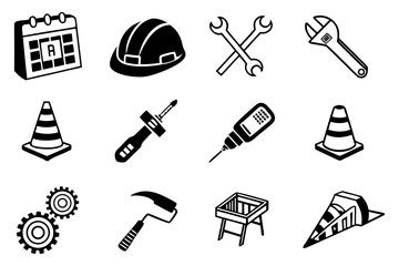 construction tools icon set