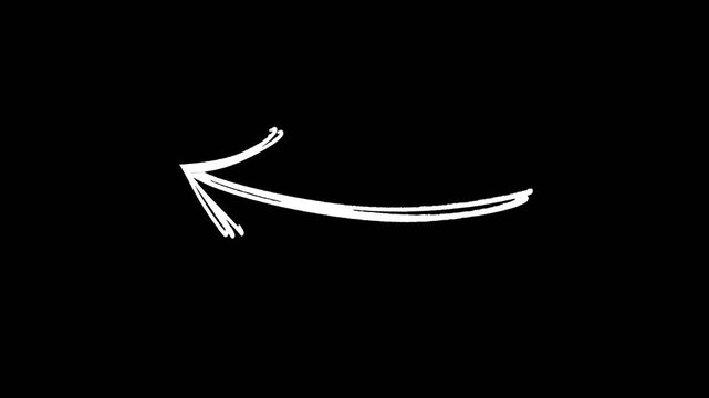 Arrows animation on a transparent background, Hand drawn thin arrow graphic animation. Alpha channel.