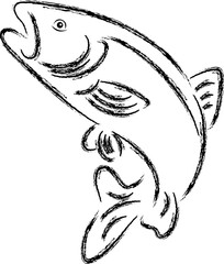 Forelle gezeichnet, Forelle, Fisch, Sport, Angeln, Logo, Icon