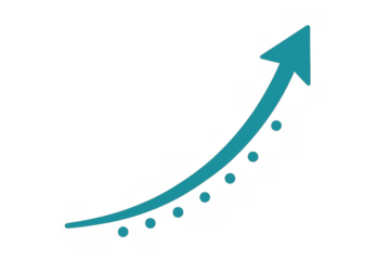 Growth arrow graphic illustrating increasing progress and financial success on a transparent background