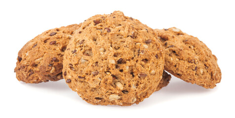 Oatmeal cookies isolated on white background.
