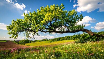 Fototapeta premium spring landscape, the oak branch of nature