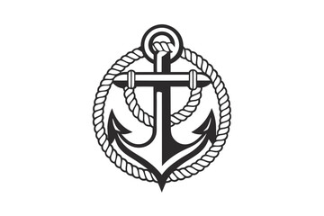Black anchor surrounded by nautical rope suggests maritime theme and timeless seafaring traditions