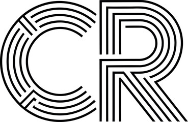 A stylized black and white graphic logo design with the letters C and R.