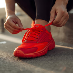 running shoes on the road