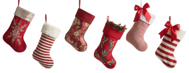 set of christmas stocking sock with festive patterns