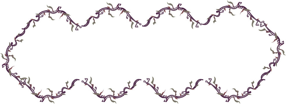 Fantasy Vine Border | Vertical Botanical Frame with Thorns and Leaves