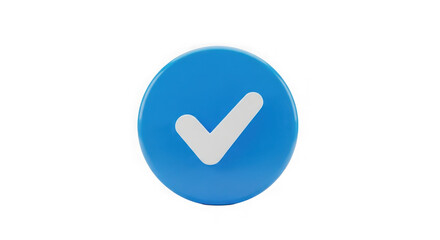 Blue oval icon with white check mark on black background