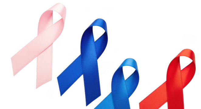 Assortment of awareness ribbons isolated on transparent background