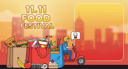 11.11 vector banner food delivery shopping mart 