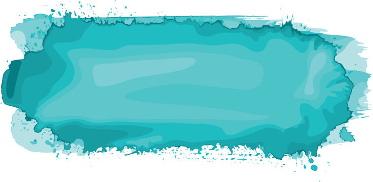 Abstract watercolor splash brush stroke background in turquoise blue with ample space for text