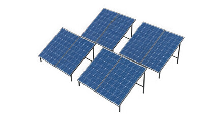 Four blue solar panels arranged in a diamond shape on a black background