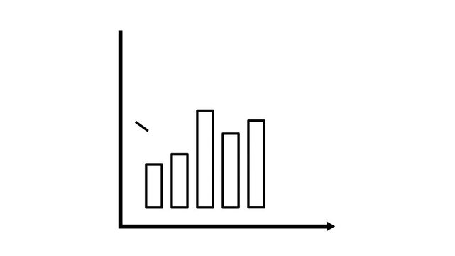 A simple bar graph showing a downward trend, the graph is black and white and the bars are decreasing in height from left to right