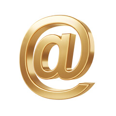Fototapeta premium Golden at symbol isolated on transparent background